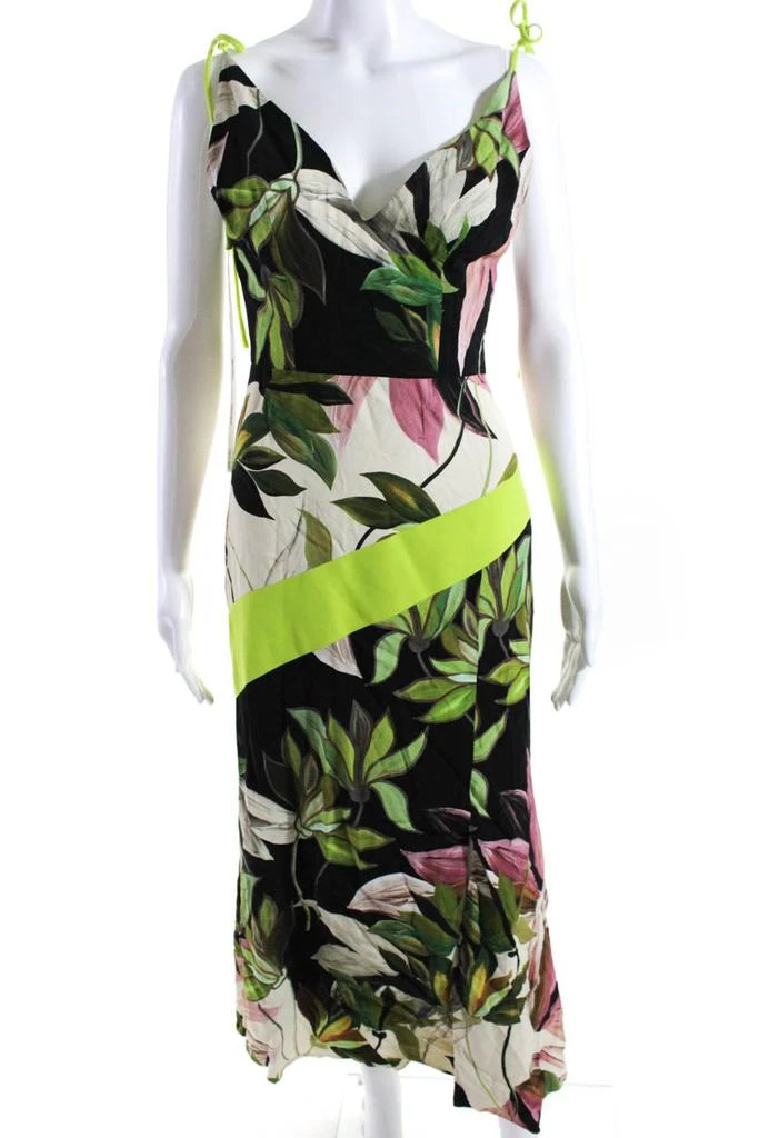 Christian Siriano Womens Hawaiian Print Tie Strap Dress Multicolored 1