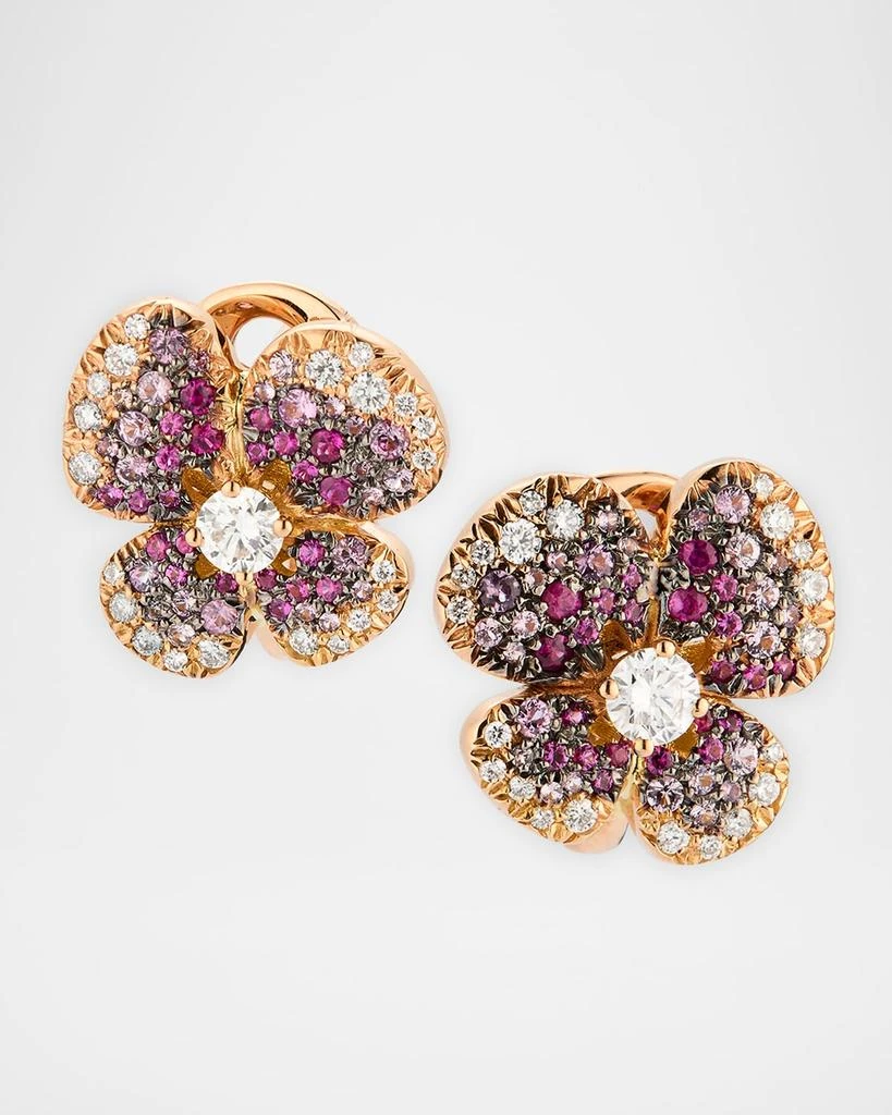 Miseno 18K Rose Gold Flower Earrings with Diamonds and Pink Sapphires