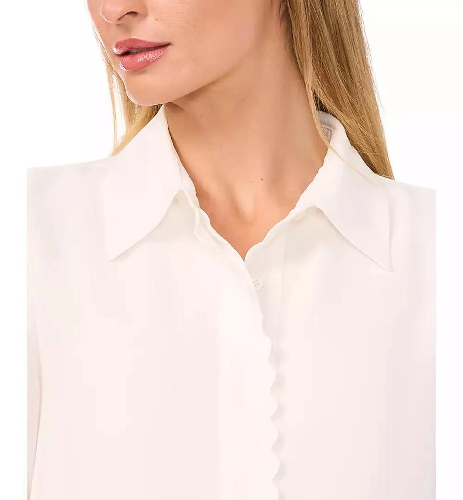 CeCe Women's Scalloped-Trim Collared Long-Sleeve Blouse 3