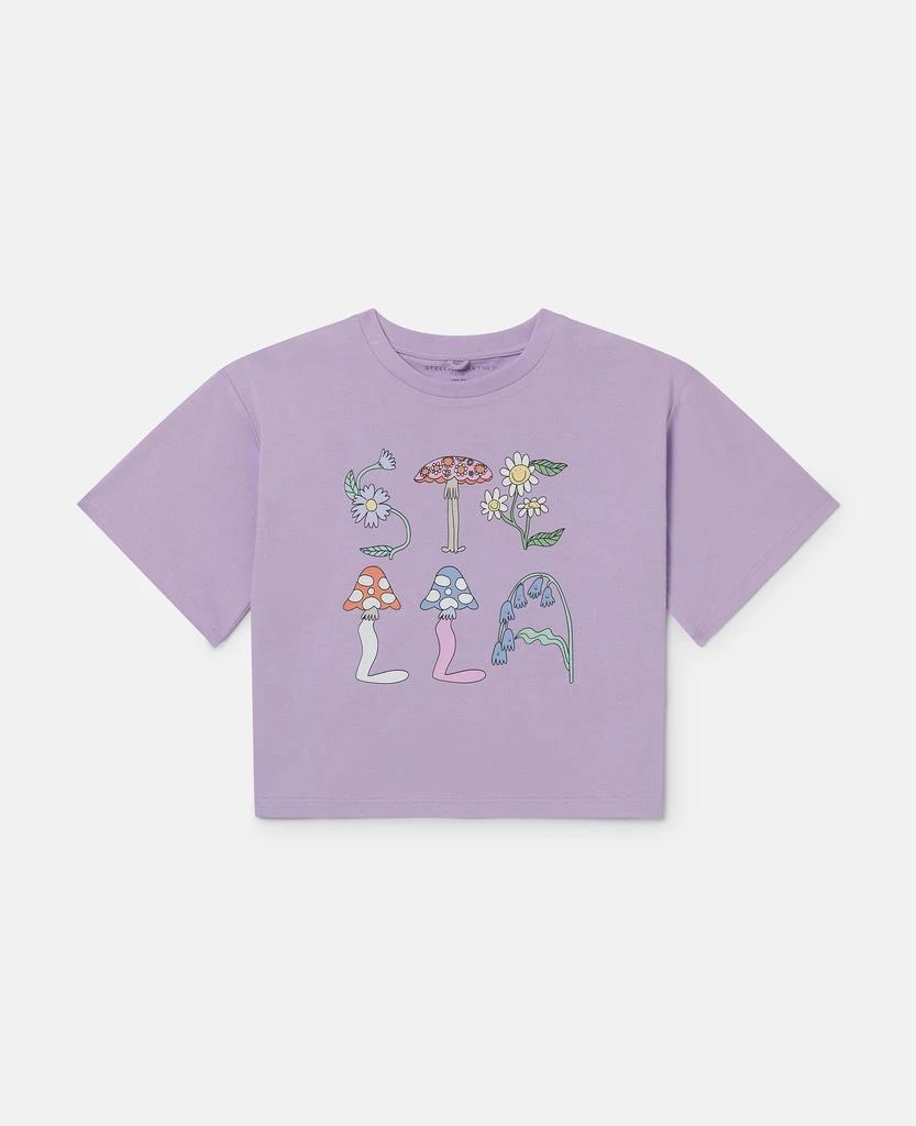 Stella McCartney Stella McCartney - Stella Woodland Lettering Cropped T-Shirt, Purple, Size: 5 1