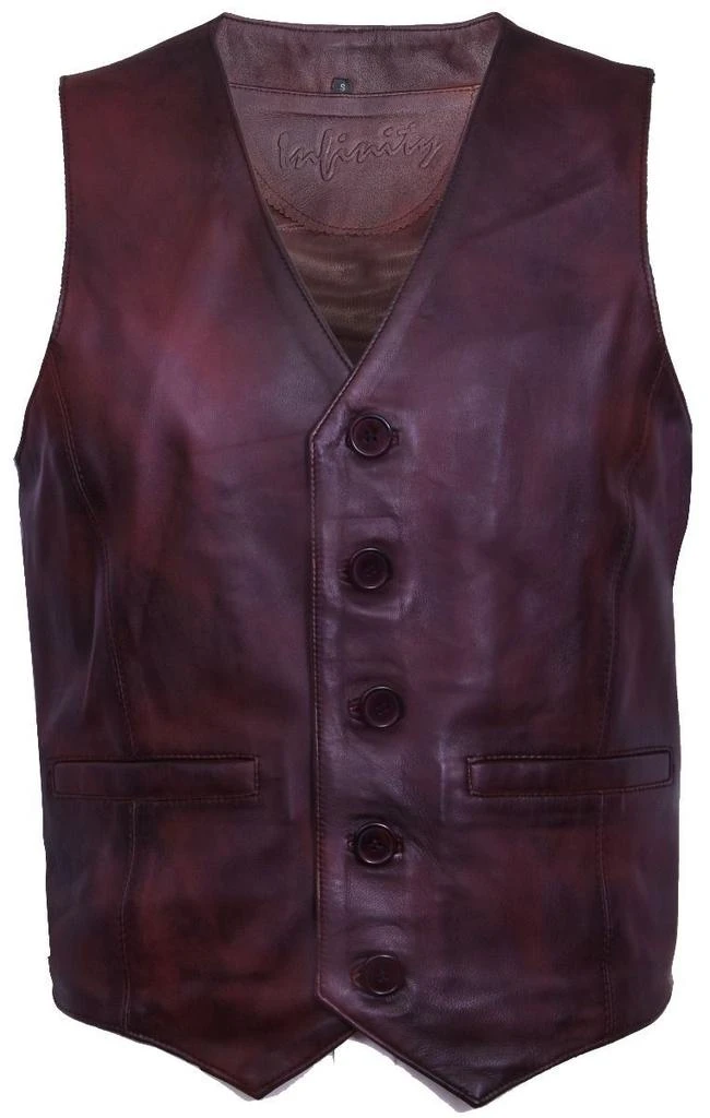 Infinity Leather Mens Leather Waistcoat Formal Traditional Gilet Vest 8