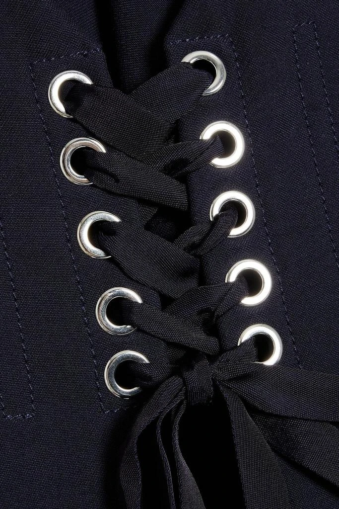 Alexander McQueen Lace-up wool-blend and denim midi dress 4