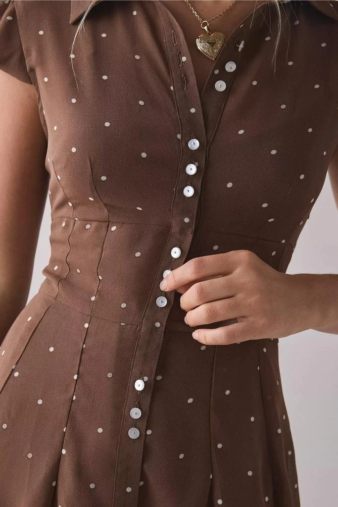Kimchi Blue Anya Button Up Mini Dress - Brown M at Urban Outfitters