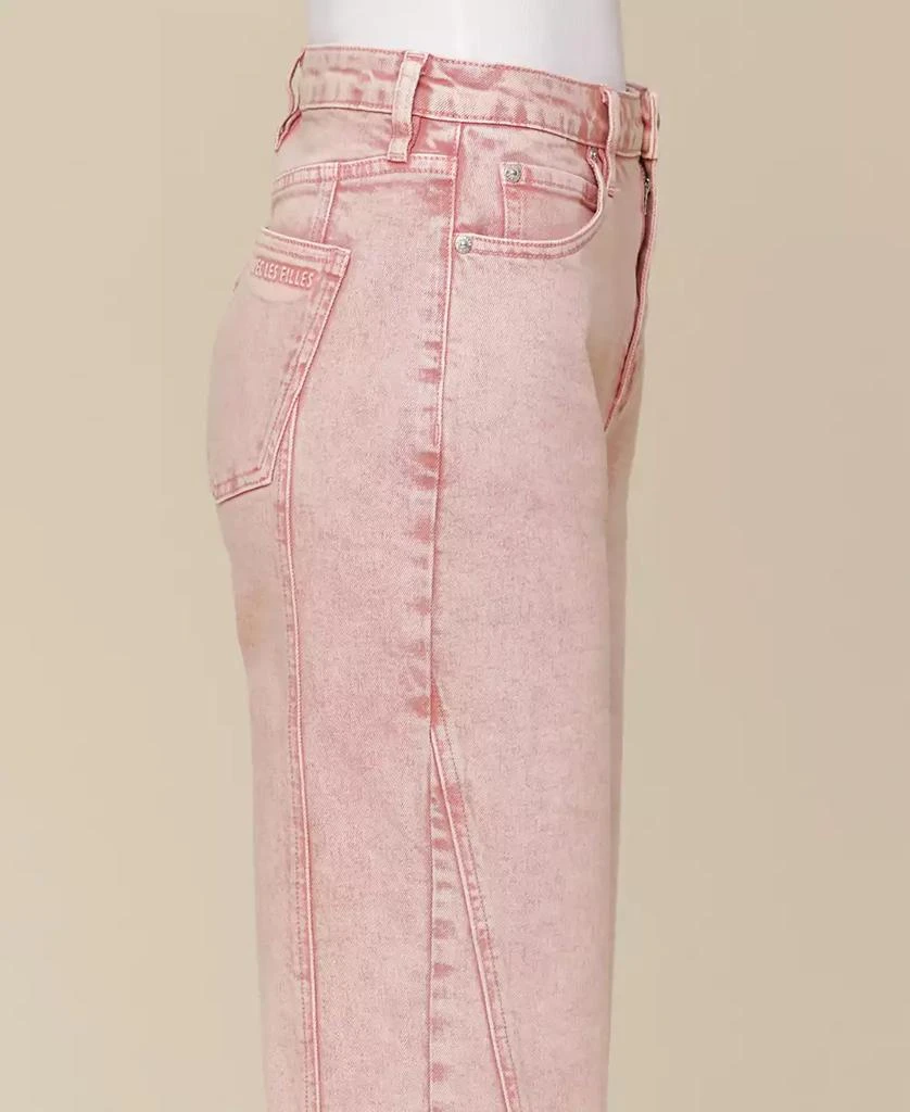 Avec Les Filles Women's High Rise Angled Seam Wide Leg Jeans 4