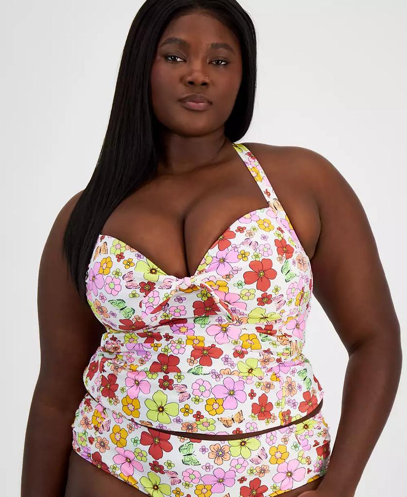 California Waves Salt + Cove Trendy Plus Size Floral-Print Molded-Cup Tankini Top, Created for Macy's