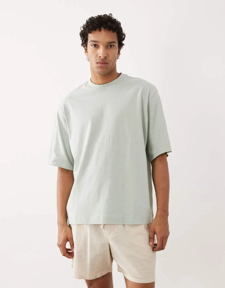 Selected Selected 100% cotton oversized heavyweight 220gsm t-shirt in light green
