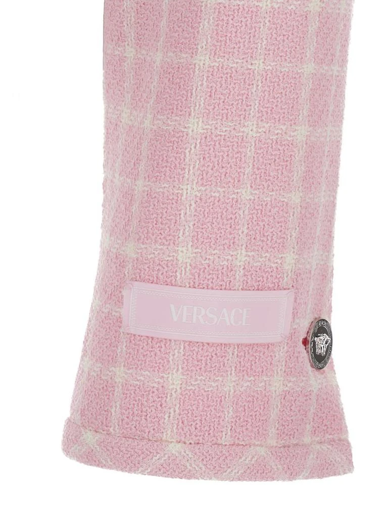 Versace Pink Checked Tweed Jacket With Medusa Head Buttons In Wool Blend Woman 3