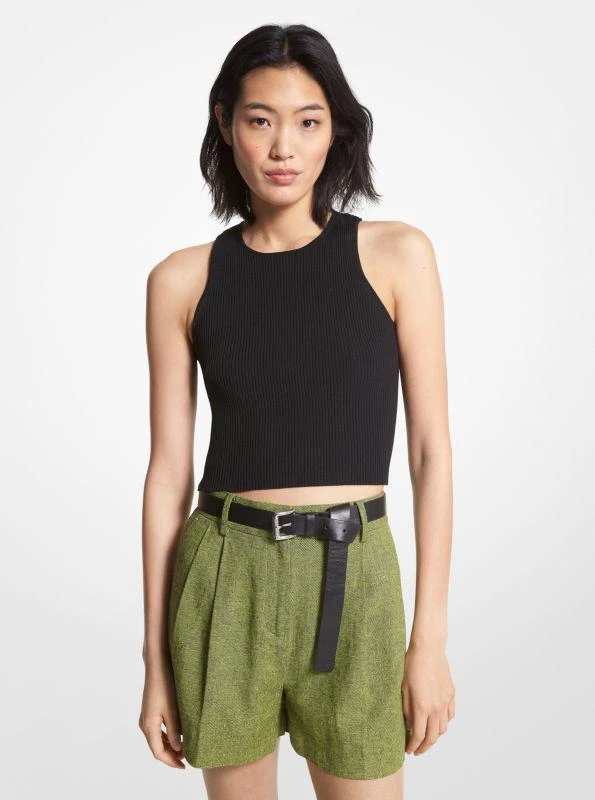 Michael Kors Ribbed Recycled Viscose Blend Cropped Tank Top 1