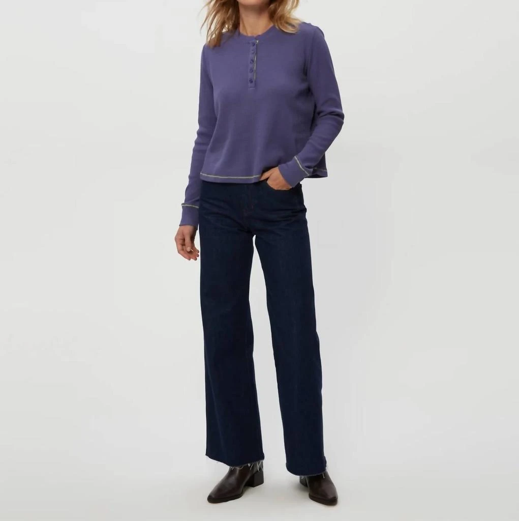 Michael Stars Lina Thermal Henley Tee In Moonlit 3