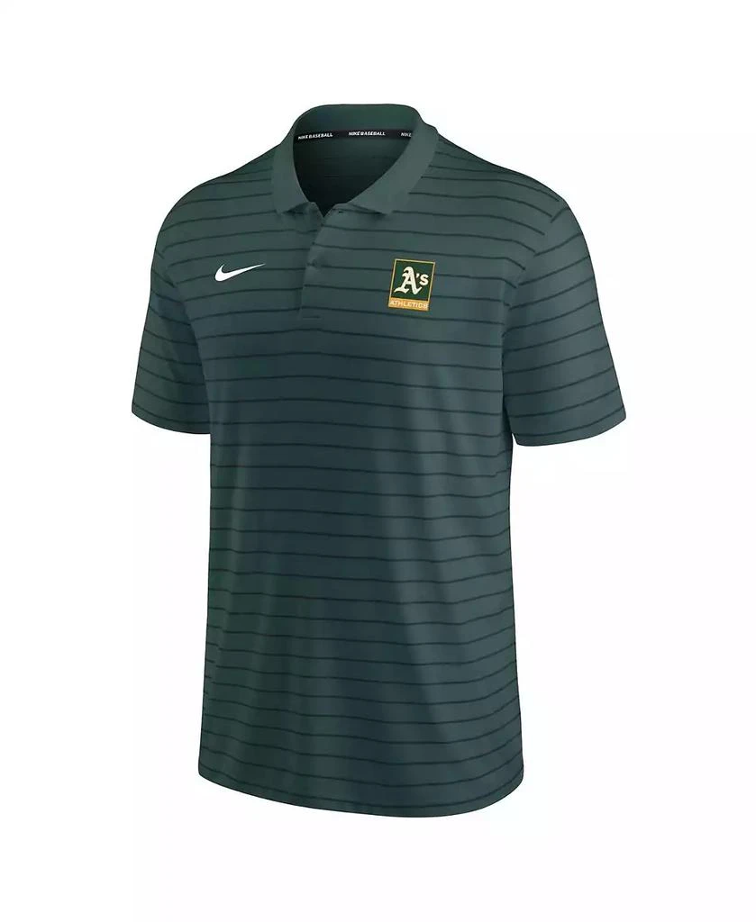 NIKE Men's Green Oakland Athletics Authentic Collection Striped Performance Pique Polo Shirt 2