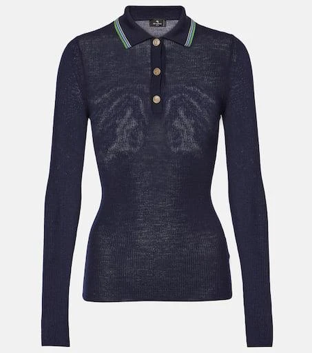 ETRO Printed wool and cotton polo sweater 1