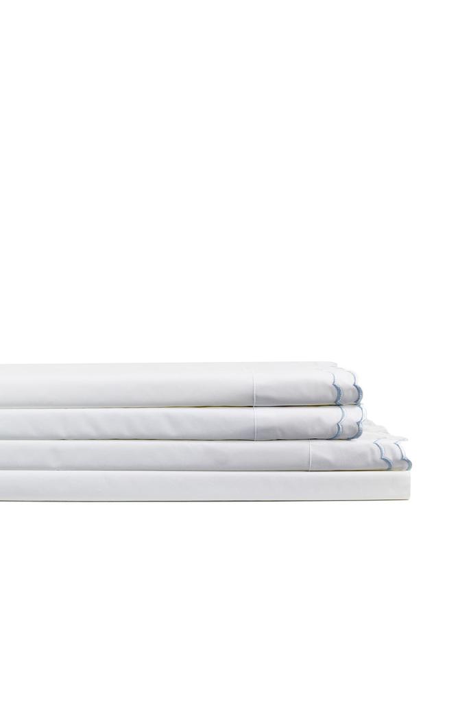 Melange Home Double Scallop Embroidered 300 Thread Count Cotton Sheet Set