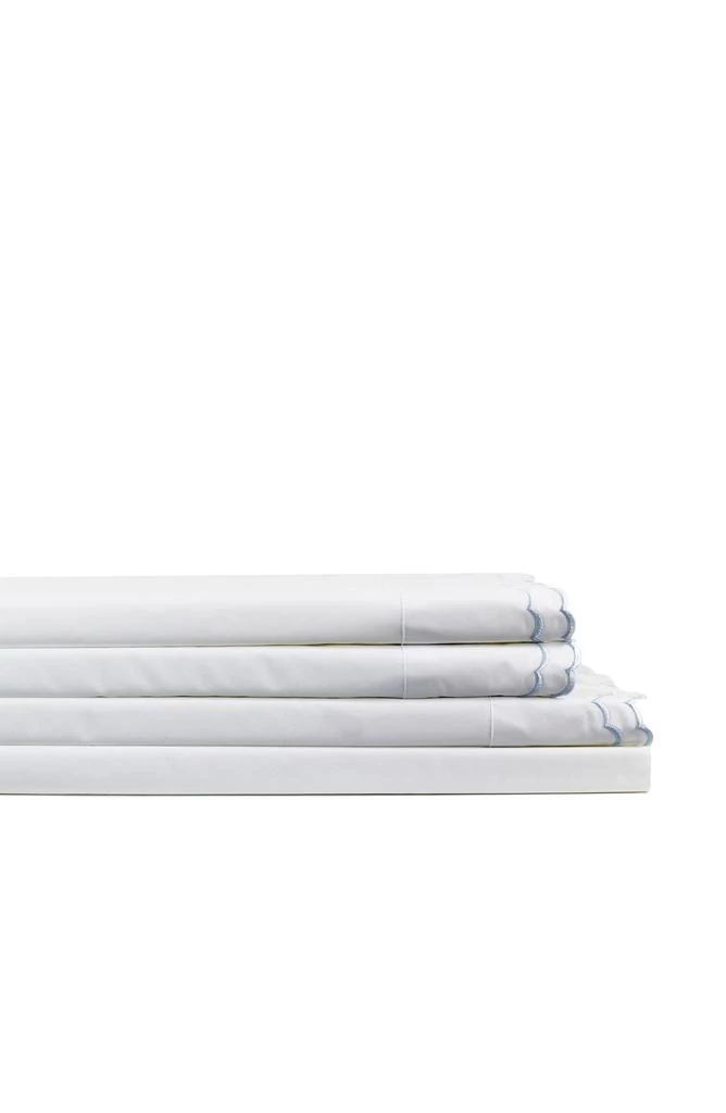 Melange Home Double Scallop Embroidered 300 Thread Count Cotton Sheet Set 1