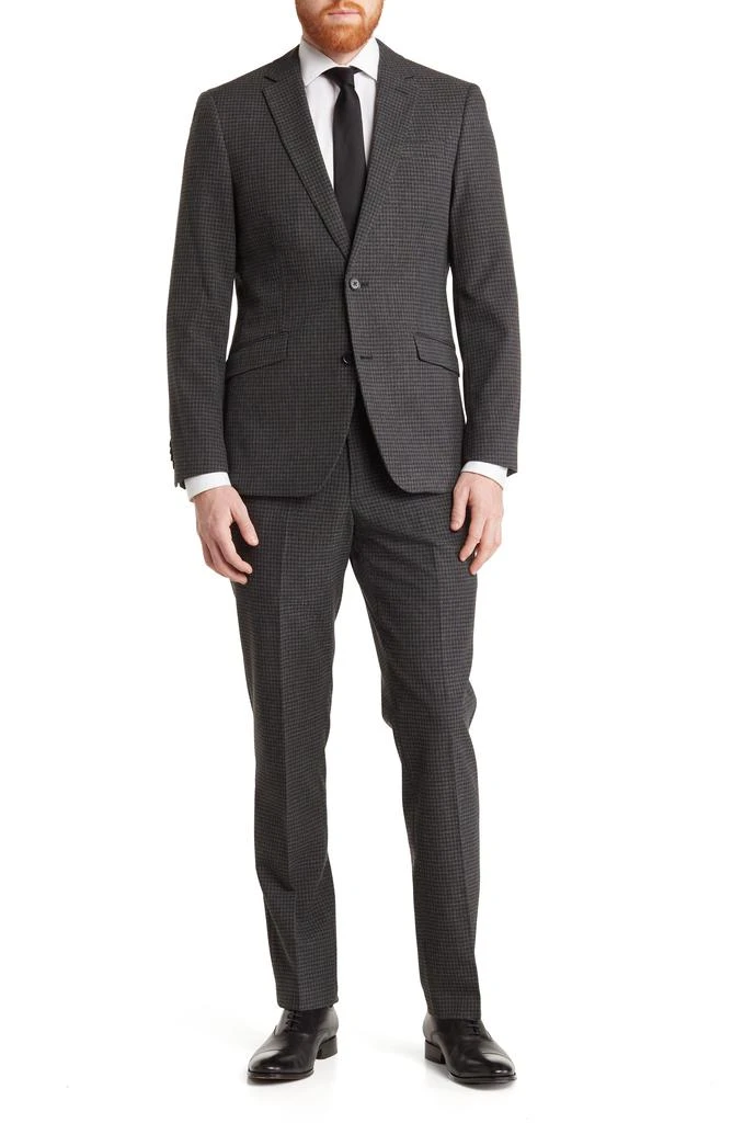 SAVILE ROW CO Gray Check Notch Lapel Two-Piece Suit Set 1