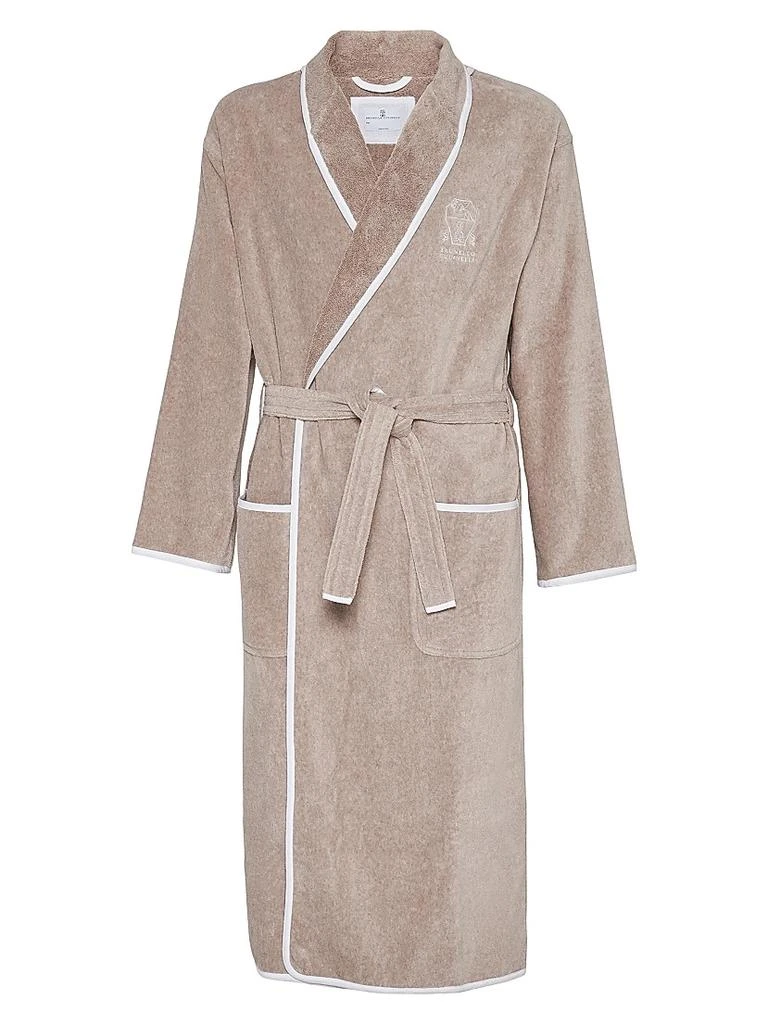 Brunello Cucinelli Cotton Terrycloth Bathrobe with Linen Trims