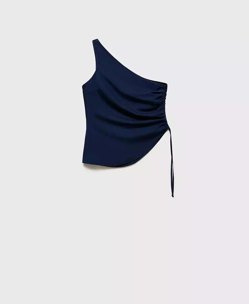 Mango Women's Gathered Side Denim-Effect Top