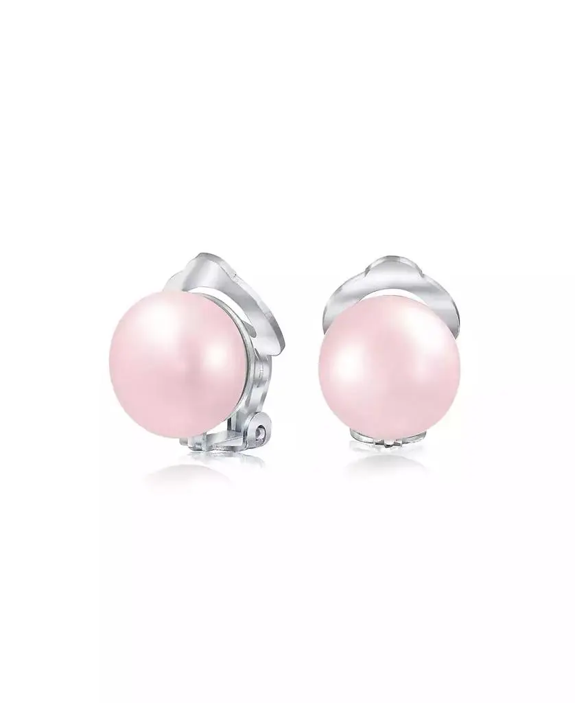 Bling Jewelry Button Style Freshwater Cultured Pearl Clip On Ball Stud Earrings Sterling Silver Non Pierced Ears More Colors