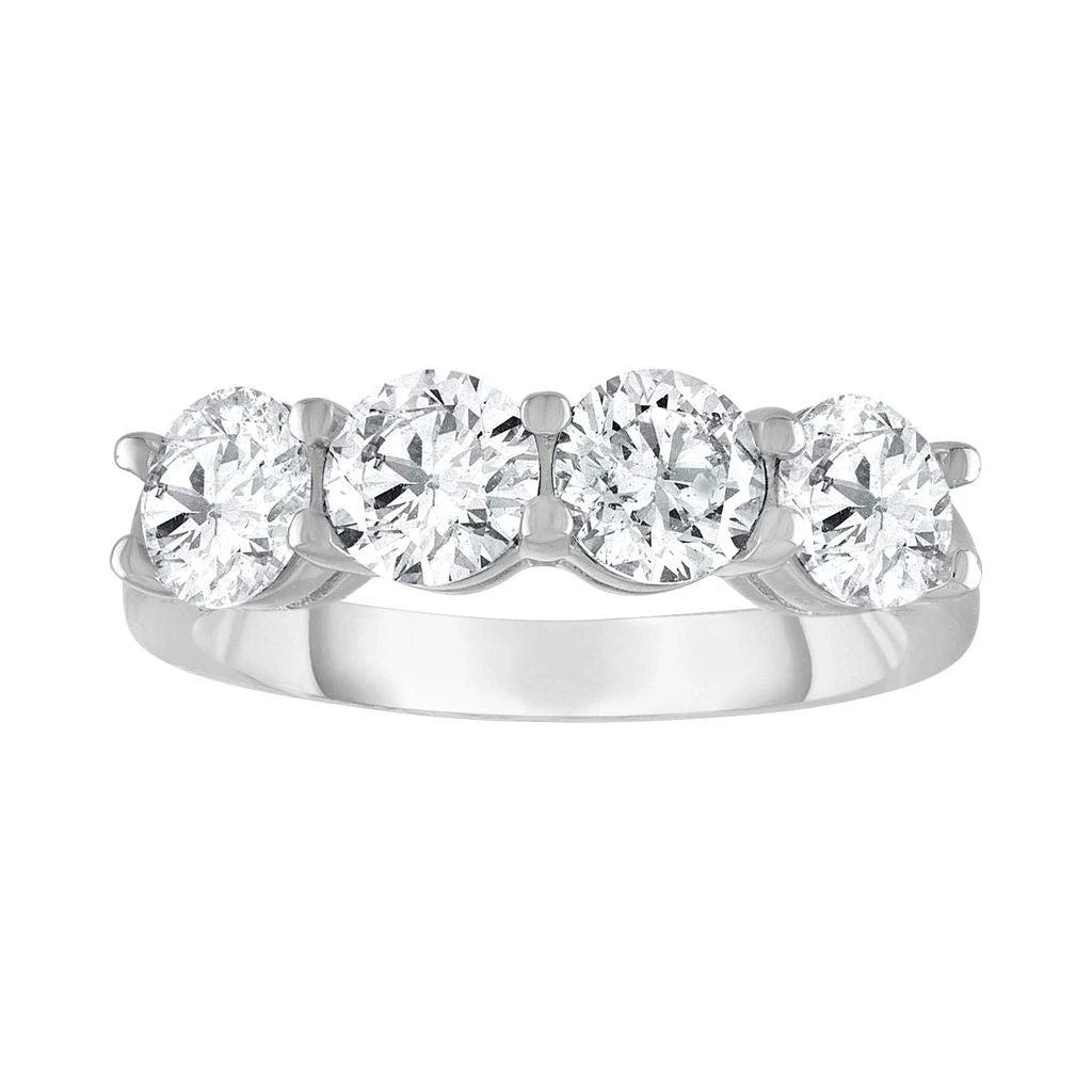 Diana M Jewels Platinum lab grown round diamond four stone wedding band weighing 3.50 cts tw