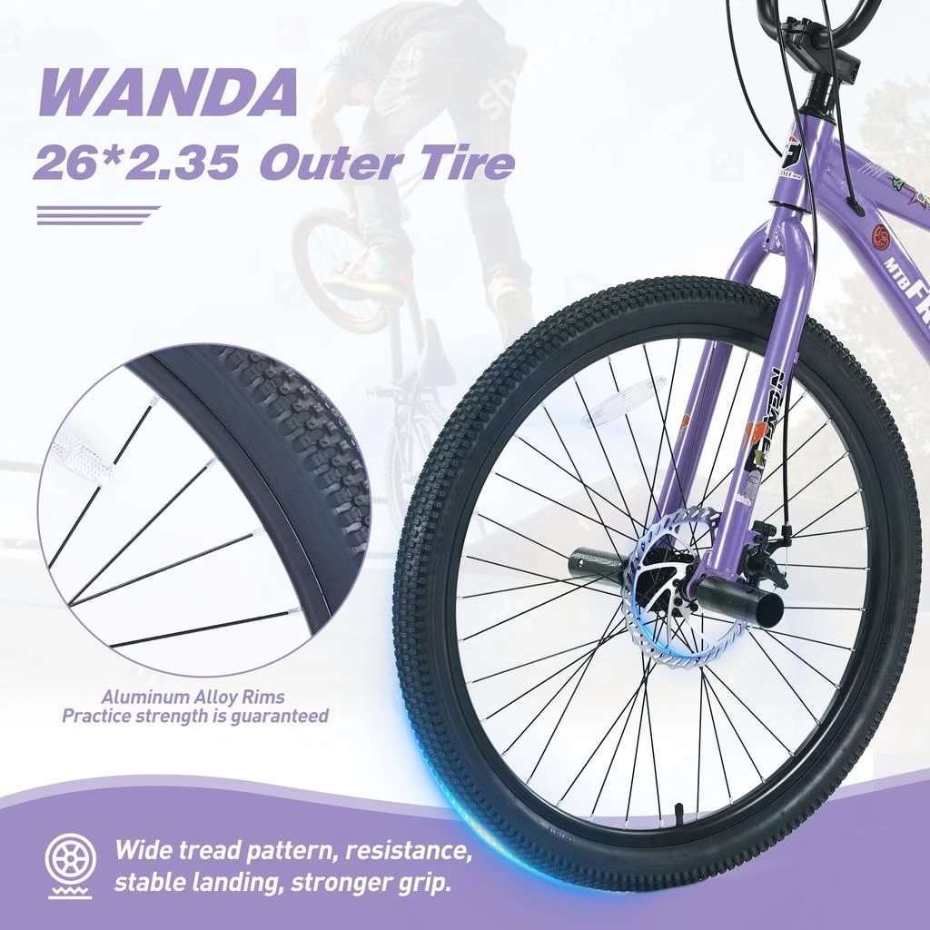Streamdale Furniture Streamdale Freestyle MTB Bike for 12+ 26" Purple, 7-Speed Shimano, Double Disc Brakes 3