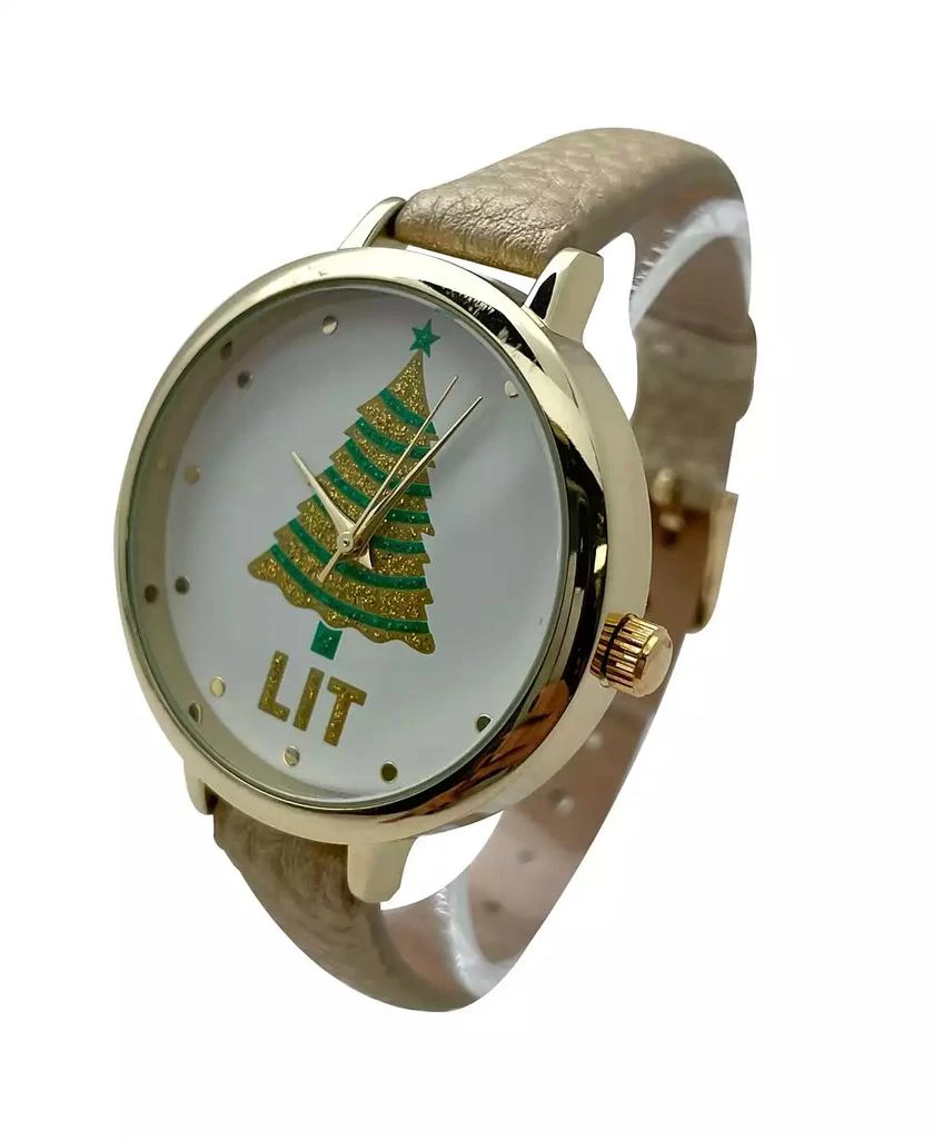 Olivia Pratt Gold Faux Leather Christmas Themed Women Watches 2