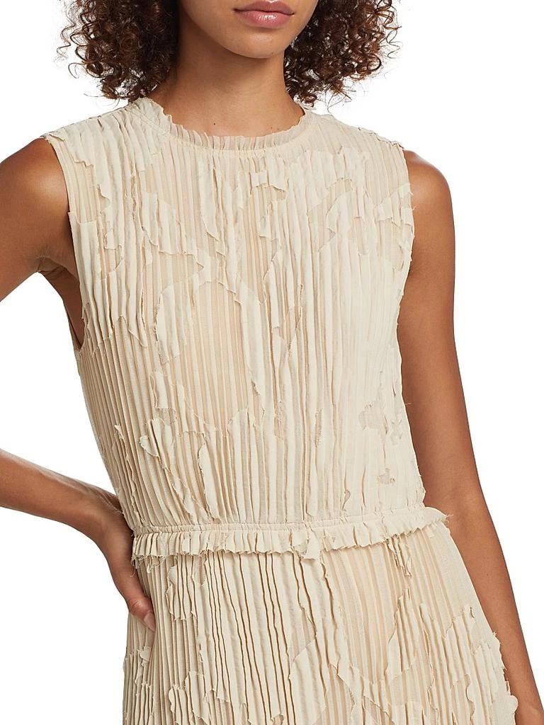 strapless open back dress Jason Wu Womens Yellow Zippered Pleated Lined Sheer Printed Sleeveless Round Neck Midi Fit + Flare Dress 4, Women's