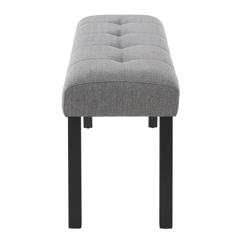 Streamdale Furniture Streamdale Modern Tufted Linen Dining Bench with Black Rubber Wood Legs, Gray 3