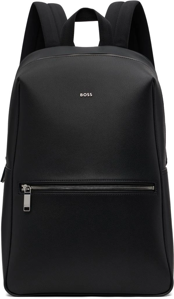 Hugo Boss Computer Backpack Hugo Boss Black Logo Hardware Grained-Leather Backpack - Backpacks ...