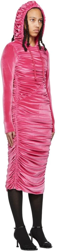 HOOD BY AIR Pink Ruched Mid-Length Dress 2