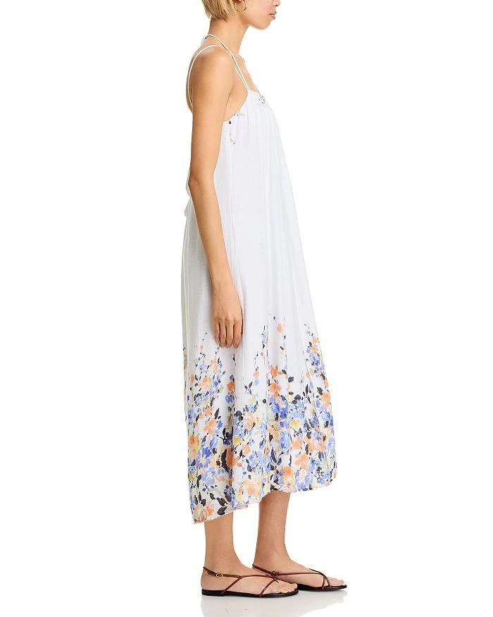 knee length dresses for ladies Bella Dahl Elastic Waist Midi Dress - Indigo Bloom Print