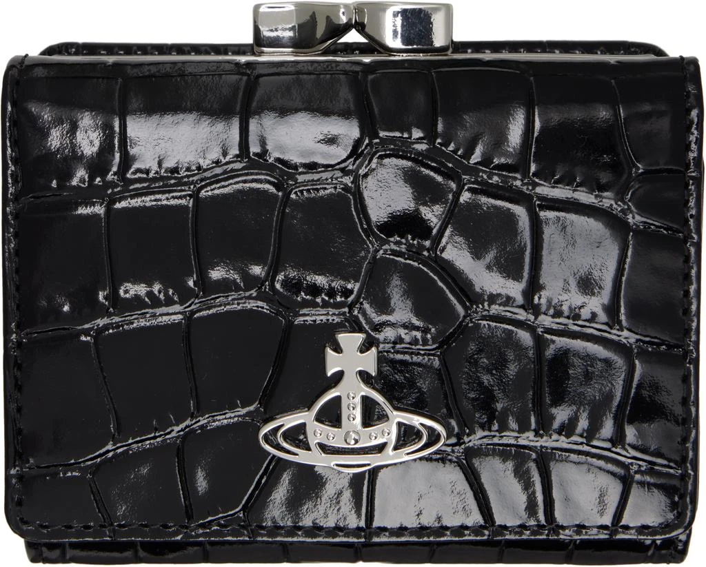 Vivienne Westwood Black Crocodile Small Frame Wallet 1
