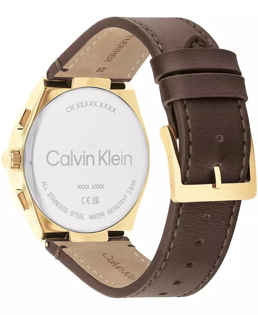 Calvin Klein Men's Distinguish Brown Leather Strap Watch 44mm 3