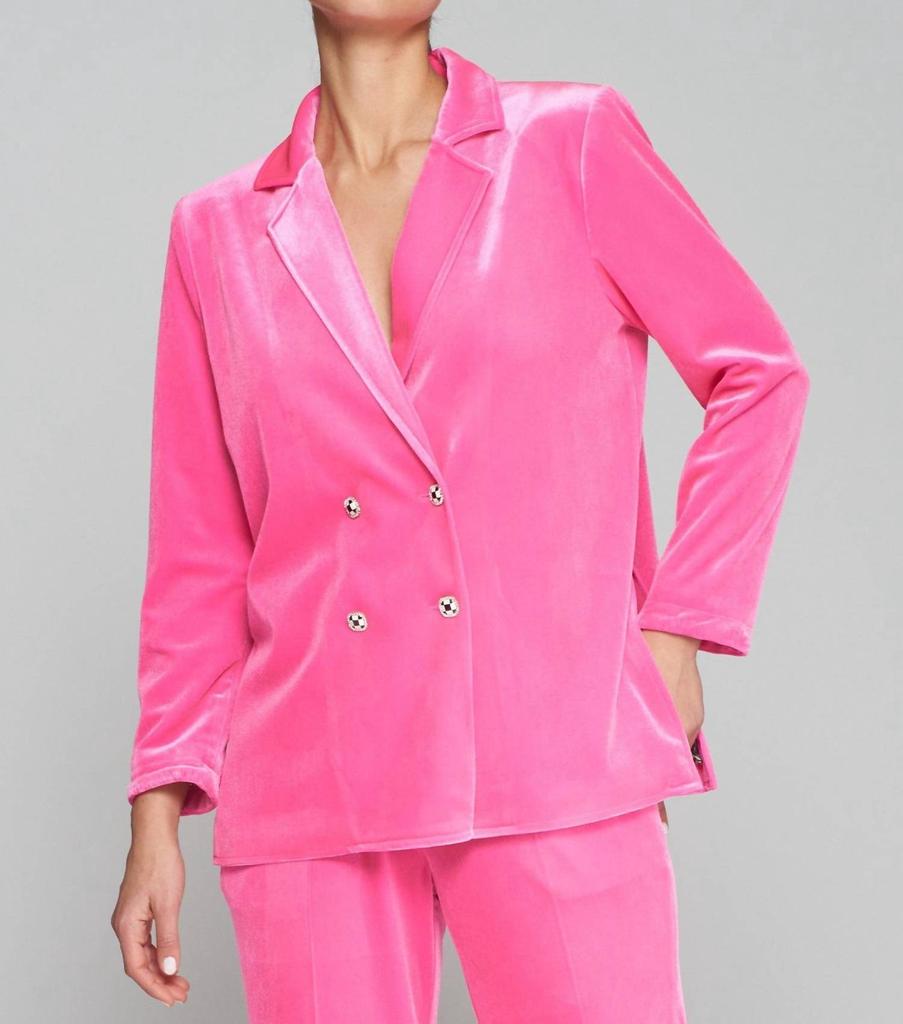 VILAGALLO Marcella Velvet Blazer In Pink