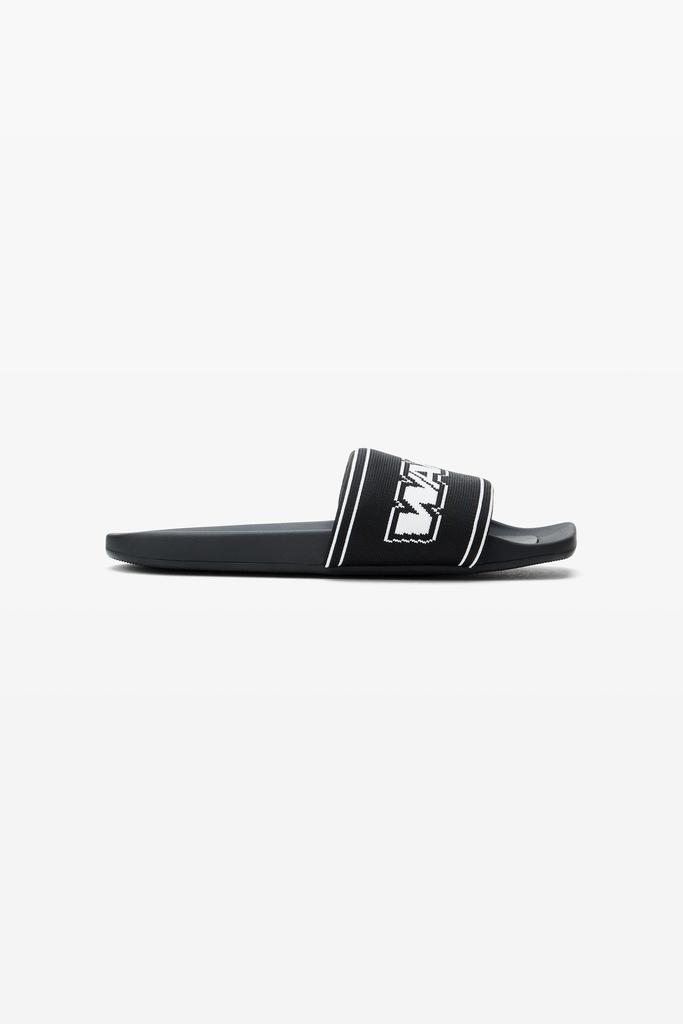 Alexander Wang black logo pool slides