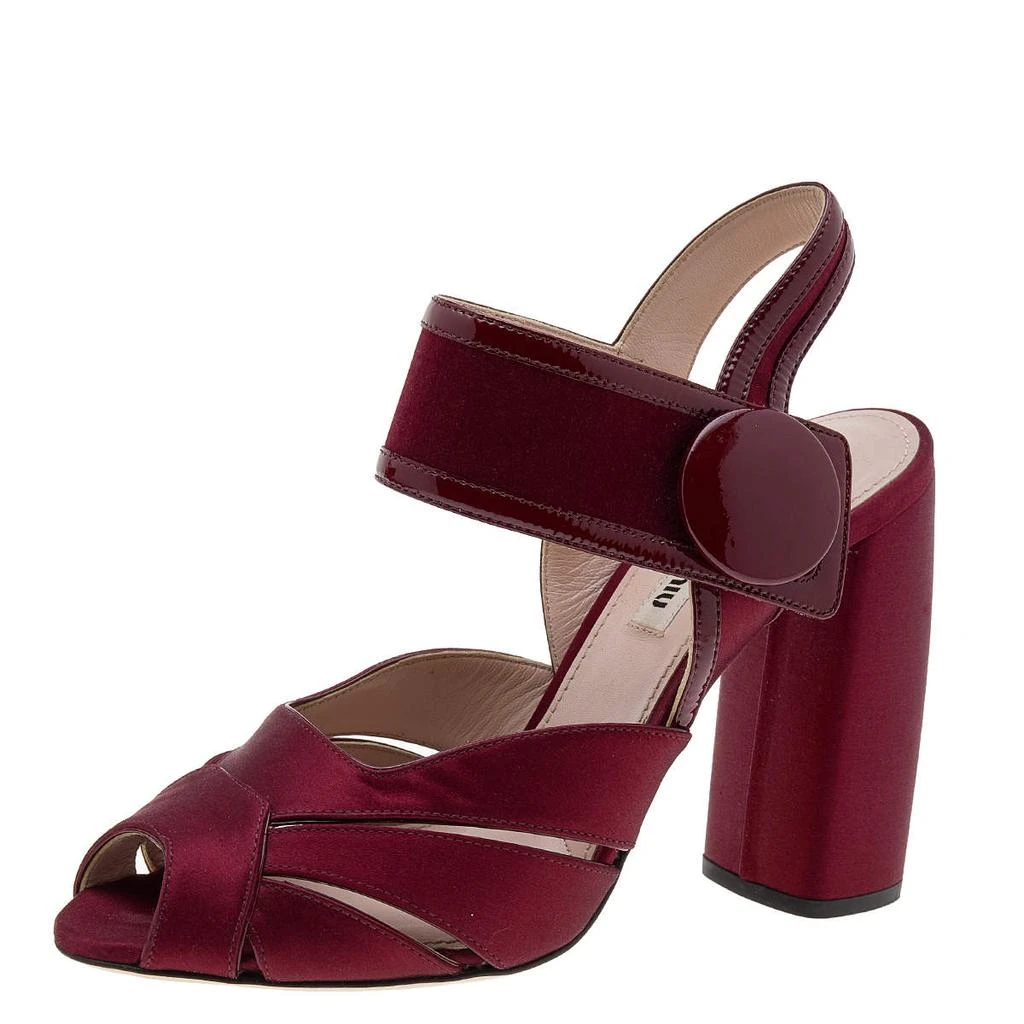 Miu Miu Miu Miu Burgundy Satin and Patent Leather Ankle Strap Sandals Size 36 1