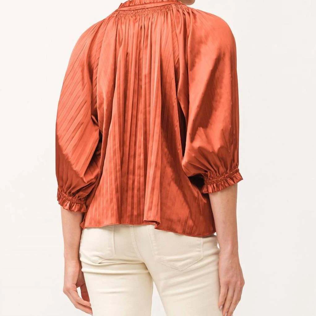 DEAR JOHN DENIM Anais Pleated Satin Top In Spice 2