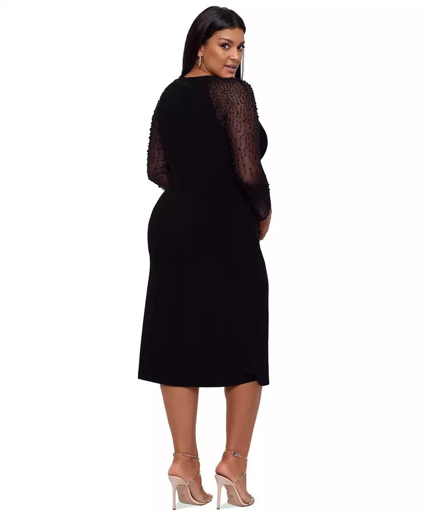 Betsy & Adam Betsy & Adam Plus Size Embellished-Sleeve Bodycon Dress 4