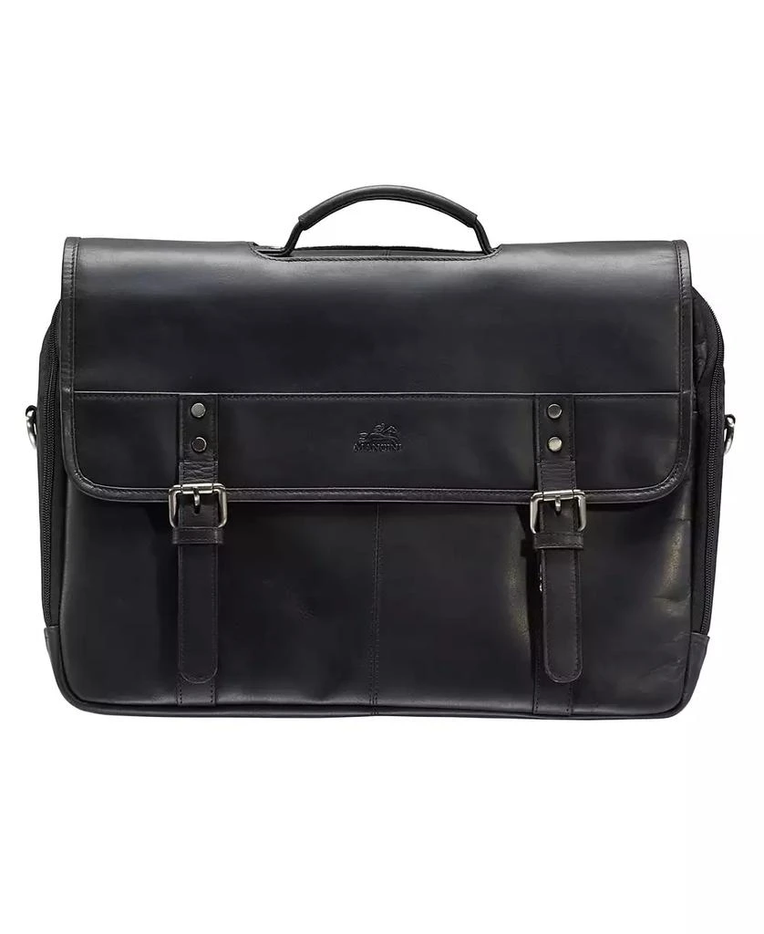 Mancini Leather Goods Men's Double Compartment Briefcase with RFID Secure Pocket for 15.6" Laptop and Tablet 1