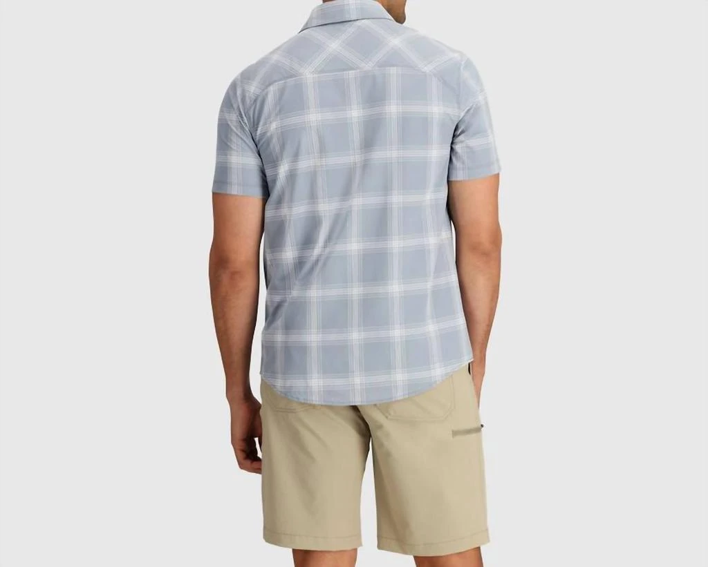 Outdoor Research Men's Astroman Short Sleeve Sun Shirt In Lead Plaid 2