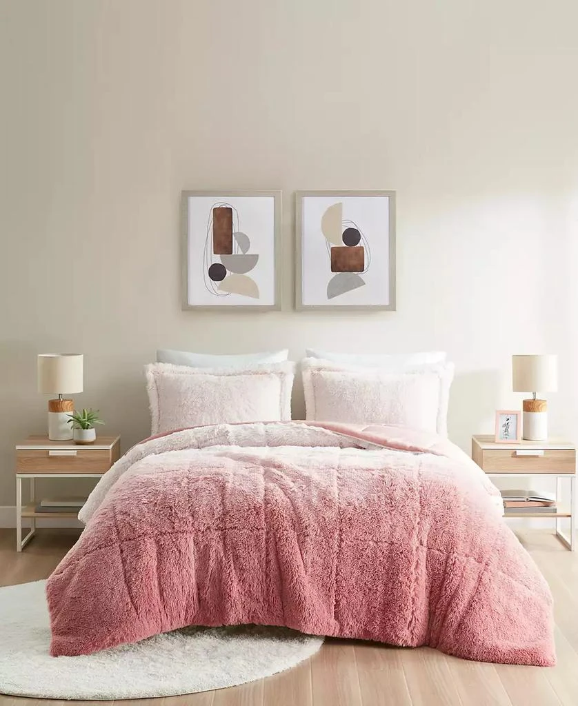 Macy's Brielle Ombre Shaggy Faux Fur 3-Pc. Comforter Set 1