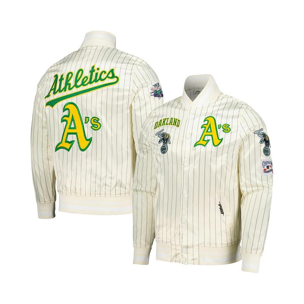 Pro Standard Men's Cream Oakland Athletics Cooperstown Collection Pinstripe Retro Classic Satin Full-Snap Jacket