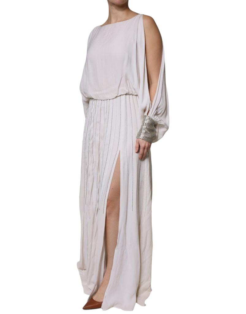 CHRISTIAN PELLIZZARI ivory Embellished Long Maxi Women's Dress (Pre-Owned)