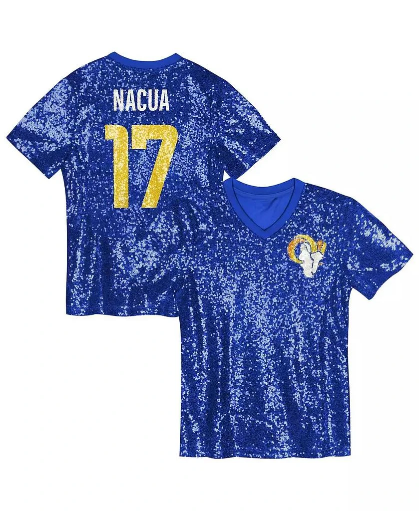 Outerstuff Big Girls Puka Nacua Royal Los Angeles Rams Sequin V-Neck Fashion Jersey 1