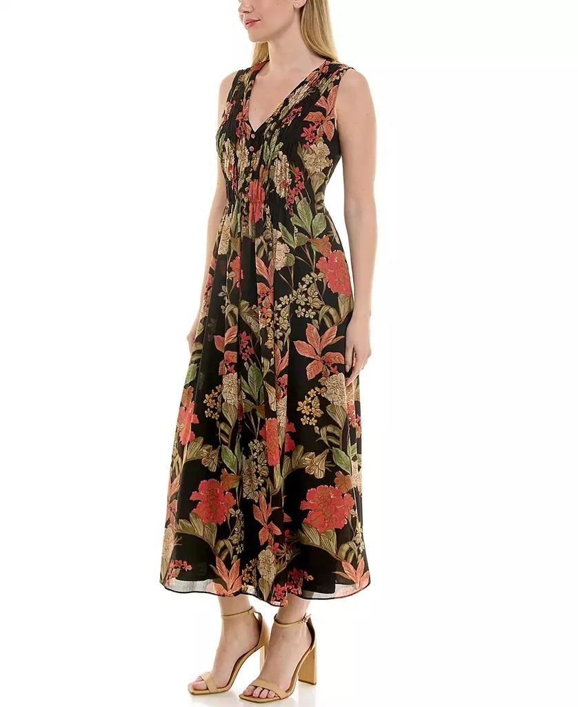 Taylor Women's Printed V-Neck Smocked-Waist Sleeveless Dress 2