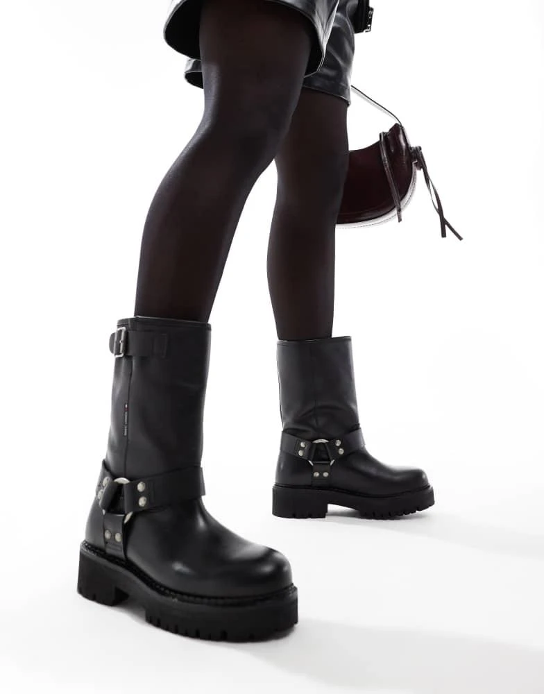 Tommy Jeans Tommy Jeans urban biker boots in black 4