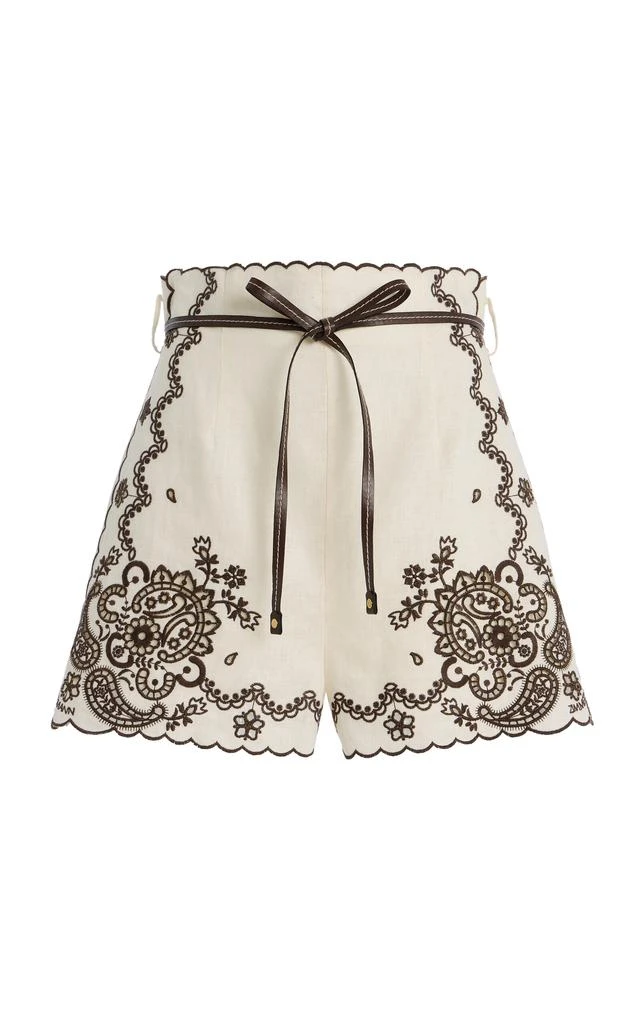 Zimmermann Zimmermann - Ascension Embroidered Linen Shorts - White - 0P - Moda Operandi 1
