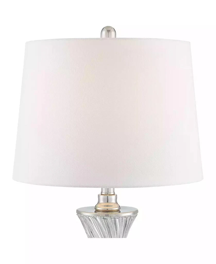 Regency Hill Luca Modern Table Lamps 25 1/2" High Set of 2 Twisted Glass with USB Charging Port White Drum Shade for Bedroom Living Room Office Desk 3