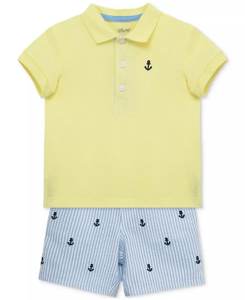 Little Me Baby Boys 2-Pc. Cotton Anchor Polo Shirt & Shorts Set 3