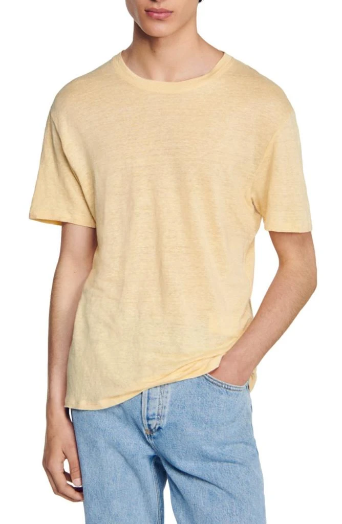 Sandro Clash Linen Crewneck T-Shirt