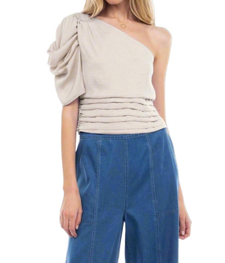 Naked Zebra Sheri Shirred One Shoulder Top
