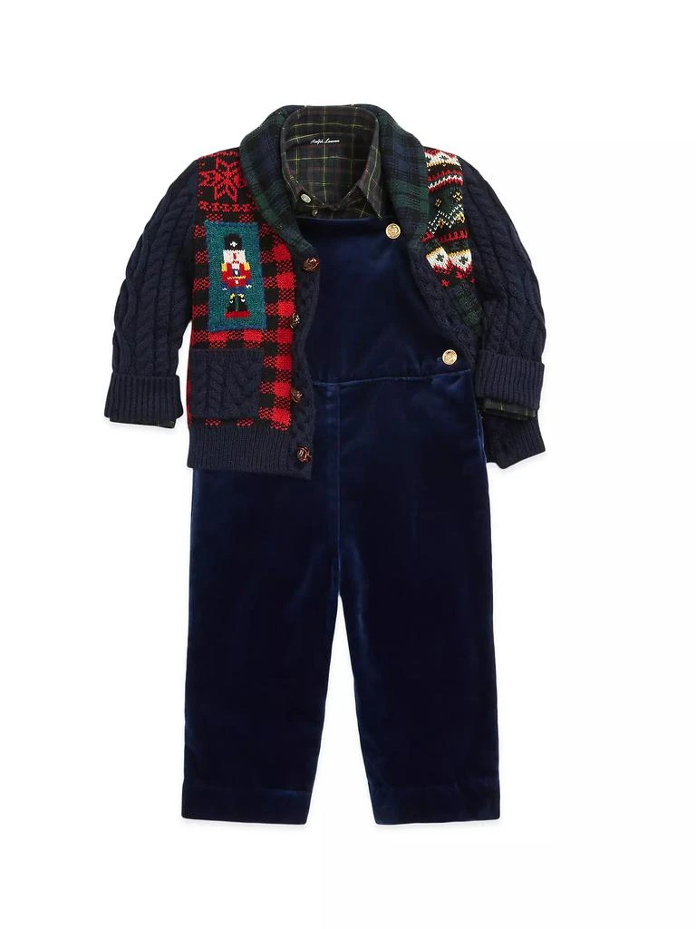 Ralph Lauren Baby Boy's Plaid Shirt &amp; Velvet Overalls Set 4